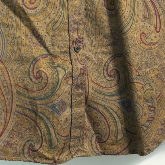 Lauren Ralph Lauren Paisley Cotton Button Down Shirt Brown Green M Heritage Prep - Picture 6 of 17
